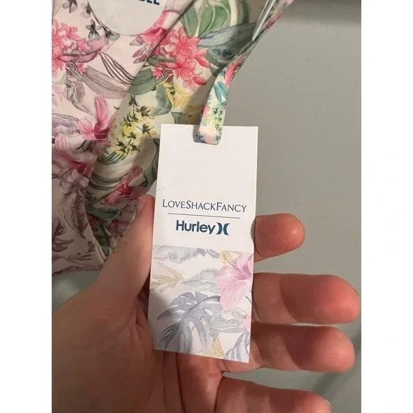 LoveShackFancy X Hurley Hawaiin Hibiscus Cheeky High Waist Bottom Size S&M NWT - Picture 8 of 15